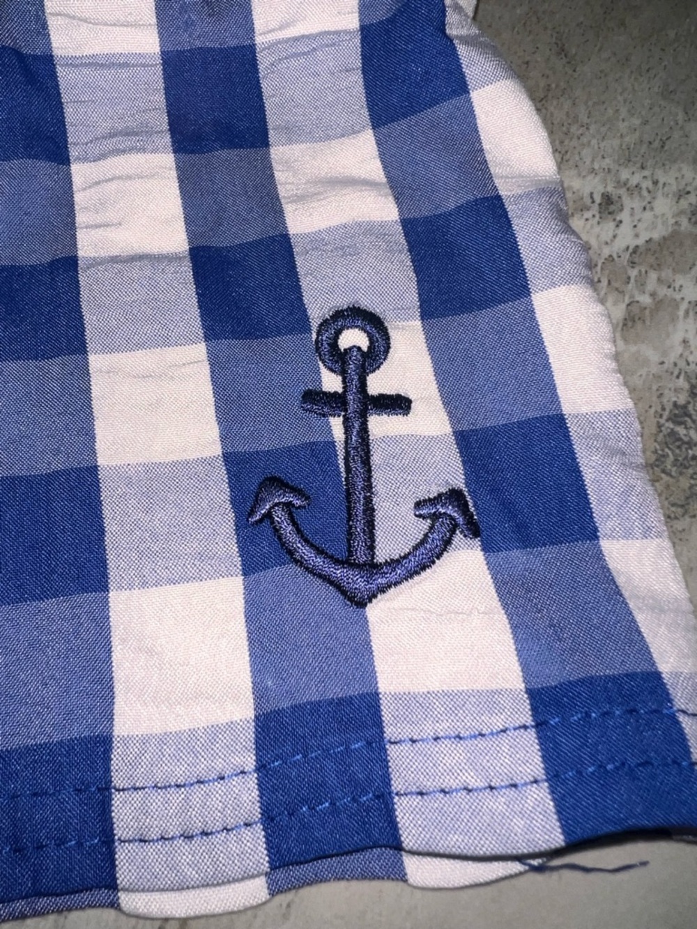 Cat & Jack, boy's size 5T gingham blue seersucker swim trunks with liner - Picture 7 of 10